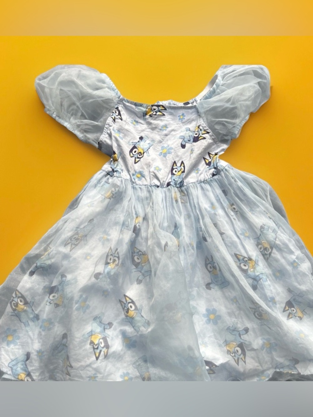 Bluey Girls Sheer Princess Dress Dog Kids Party Dress up 5t Blue